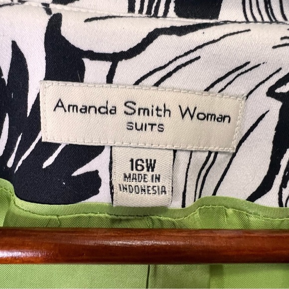 Amanda Smith Suits Black & White Leaf Print Trench Coat Size 16 - Picture 12 of 14